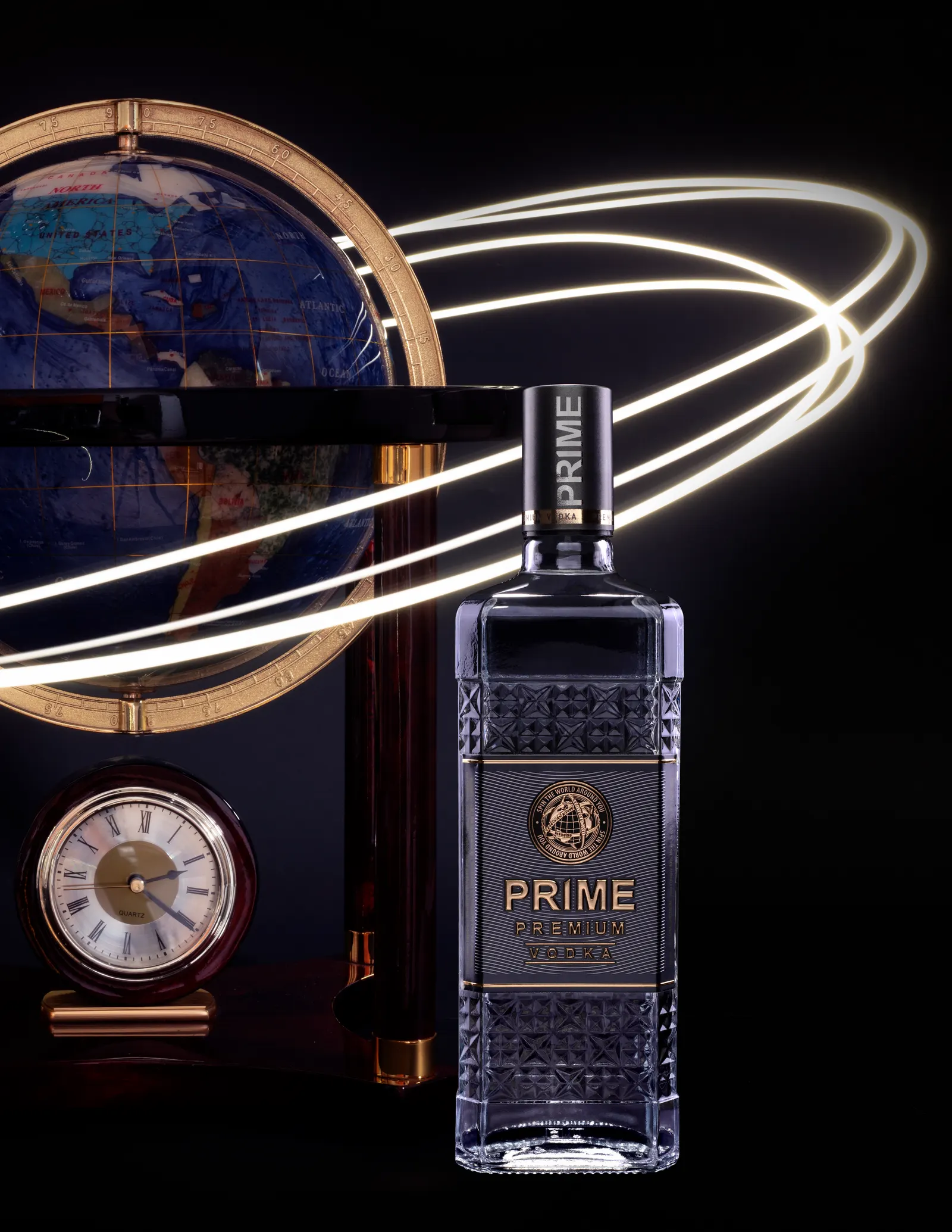 Prime product photo with globe styling